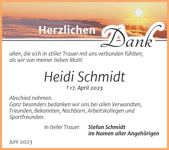 Traueranzeige von Heidi Schmidt von Trauerkombi Merseburg
