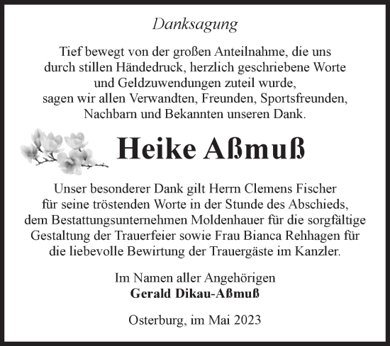 Traueranzeige von Heike Aßmuß von Volksstimme Altmark Ost