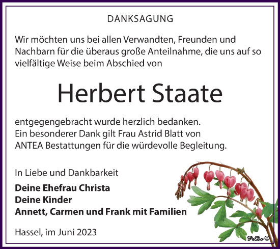 Traueranzeige von Herbert Staate von Trauerkombi Zeitz