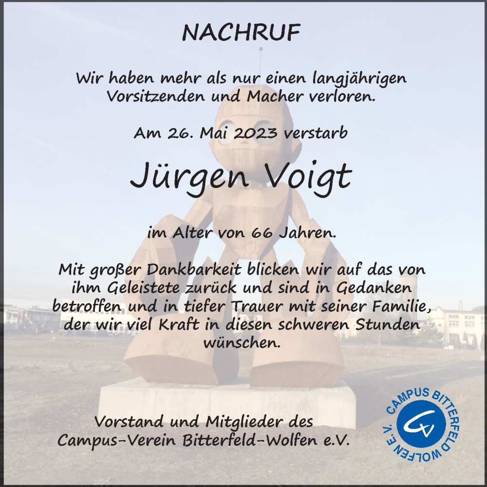  Traueranzeige für Jürgen Voigt vom 09.06.2023 aus Mitteldeutsche Zeitung Bitterfeld
