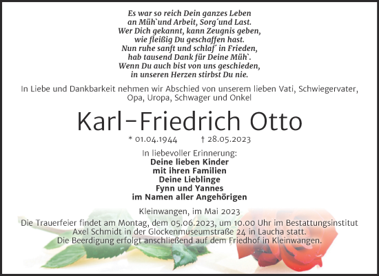 Traueranzeige von Karl-Friedrich Otto von Naumburger Tageblatt