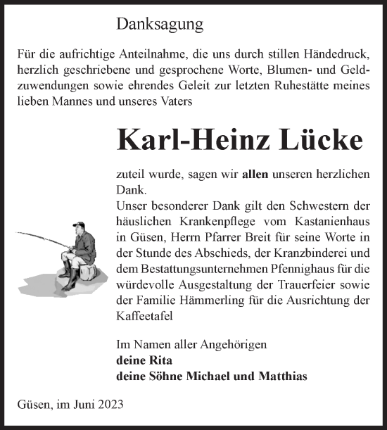 Traueranzeige von Karl-Heinz Lücke von Volksstimme Burg/Genthin