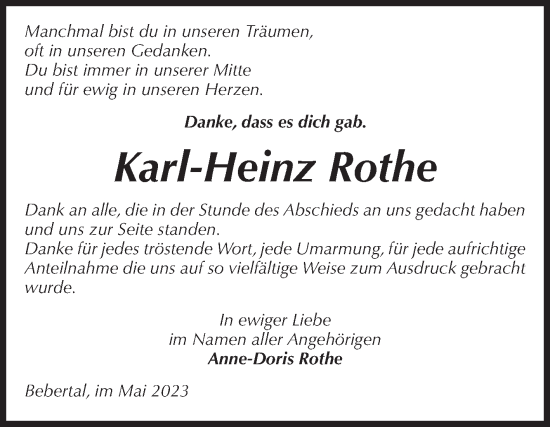 Traueranzeige von Karl-Heinz Rothe von Volksstimme Haldensleben/Wolmirstedt