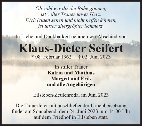 Traueranzeige von Klaus-Dieter Seifert von Volksstimme Oschersleben/Wanzleben