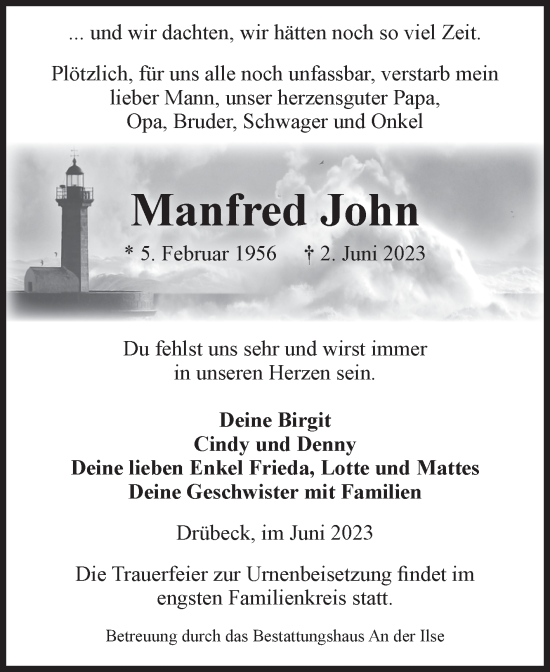 Traueranzeige von Manfred John von Volksstimme Wernigerode