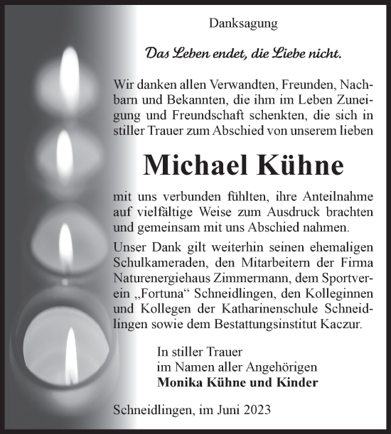 Traueranzeige von Michael Kühne von Volksstimme Staßfurt