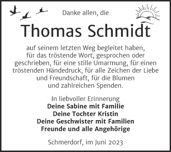 Traueranzeige von Thomas Schmidt von Trauerkombi Weißenfels