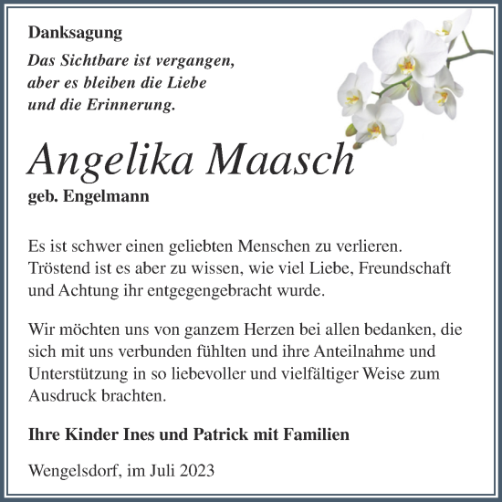 Traueranzeige von Angelika Maasch von Trauerkombi Weißenfels