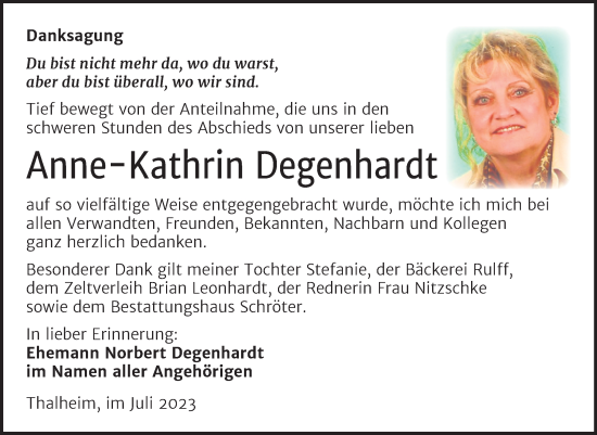 Traueranzeige von Anne-Kathrin Degenhardt von Trauerkombi Bitterfeld