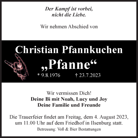 Traueranzeige von Christian Pfannkuchen von Volksstimme Wernigerode