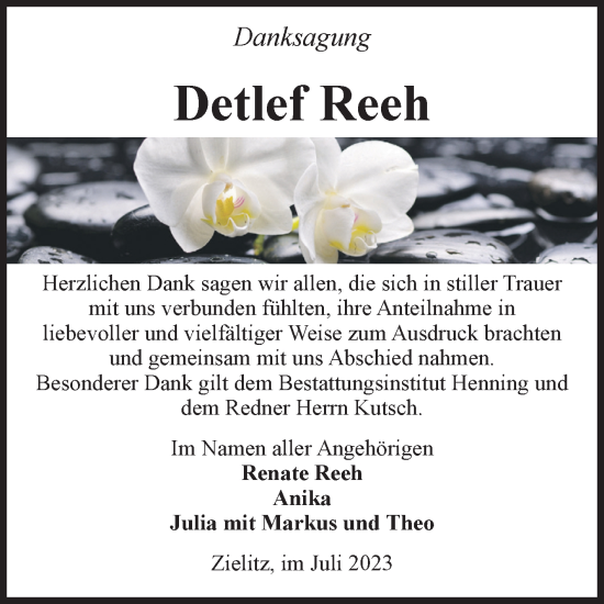 Traueranzeige von Detlef Reeh von Volksstimme Haldensleben/Wolmirstedt