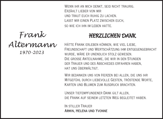 Traueranzeige von Frank Altermann von Trauerkombi Weißenfels