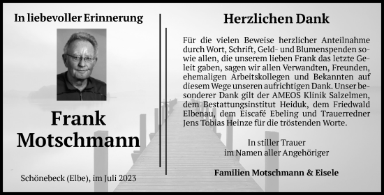 Traueranzeige von Frank Motschmann von Volksstimme Schönebeck