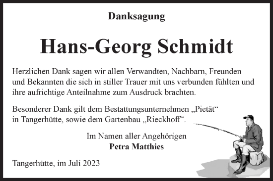 Traueranzeige von Hans-Georg Schmidt von Volksstimme Altmark Ost