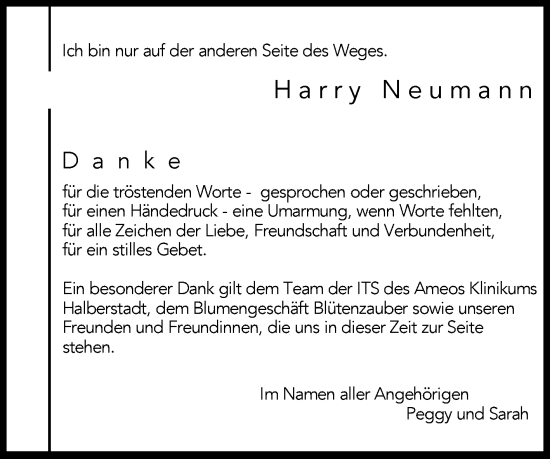 Traueranzeige von Harry Neumann von Volksstimme Halberstadt