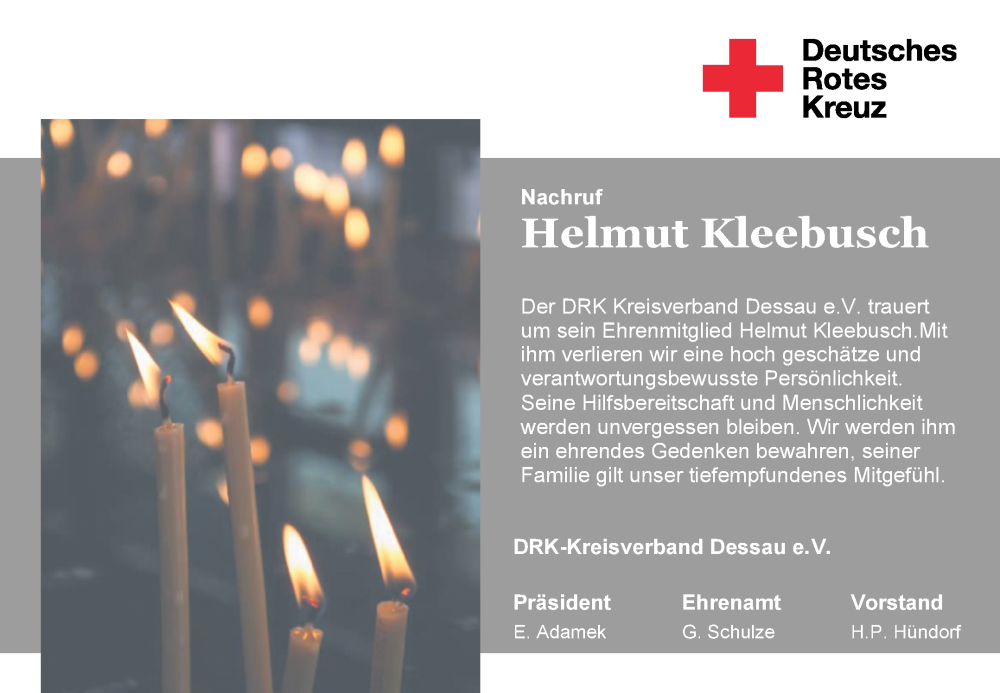  Traueranzeige für Helmut Kleebusch vom 22.07.2023 aus Trauerkombi Dessau