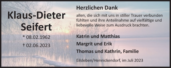 Traueranzeige von Klaus-Dieter Seifert von Volksstimme Oschersleben/Wanzleben