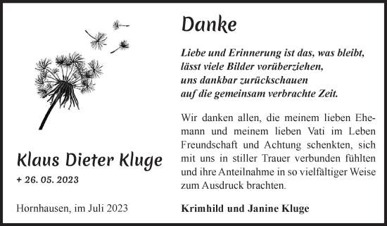 Traueranzeige von Klaus Dieter Kluge von Volksstimme Oschersleben/Wanzleben
