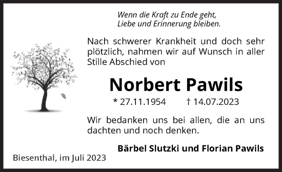 Traueranzeige von Norbert Pawils von Volksstimme Altmark Ost