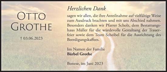 Traueranzeige von Otto Grothe von Volksstimme Altmark West