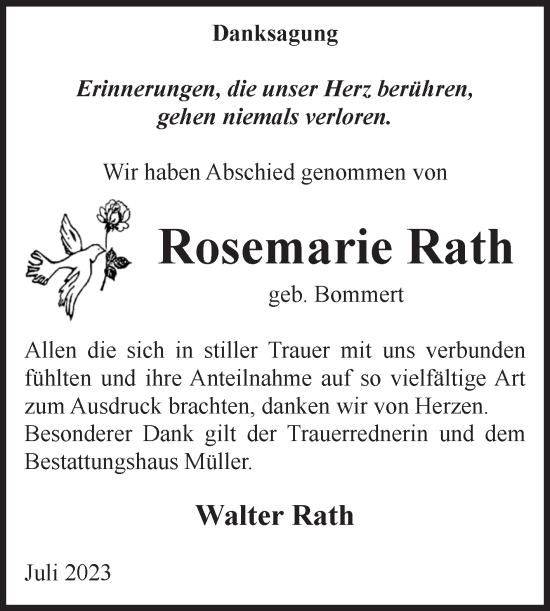 Traueranzeige von Rosemarie Rath von Volksstimme Altmark West