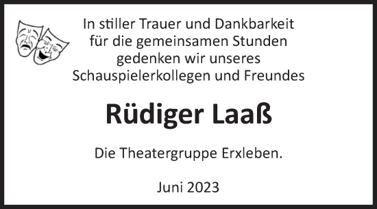 Traueranzeige von Rüdiger Laaß von Volksstimme Haldensleben/Wolmirstedt