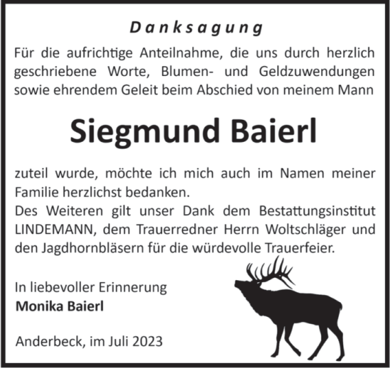Traueranzeige von Siegmund Baierl 