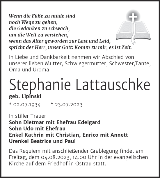 Traueranzeige von Stephan Lattauschke von Mitteldeutsche Zeitung Halle/Saalkreis