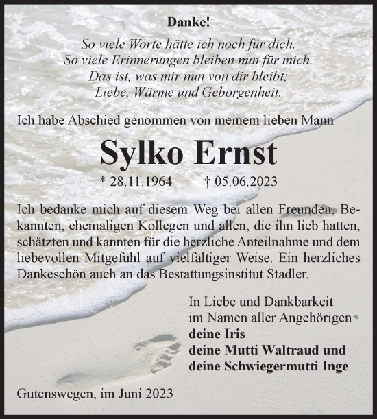 Traueranzeige von Sylko Ernst von Volksstimme Haldensleben/Wolmirstedt