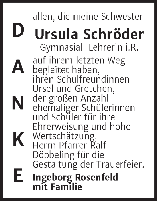 Traueranzeige von Ursula Schröder von Mitteldeutsche Zeitung Halle/Saalkreis