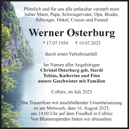 Traueranzeige von Werner Osterburg von Volksstimme Haldensleben/Wolmirstedt