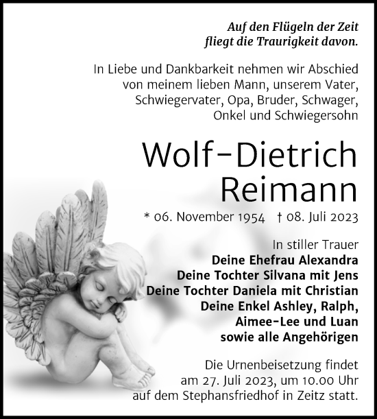 Traueranzeige von Wolf-Dietrich Reimann von Trauerkombi Zeitz
