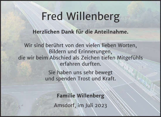 Traueranzeige von Fred Willenberg von Mitteldeutsche Zeitung Mansfelder Land