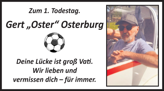 Traueranzeige von Gert Osterburg von Volksstimme Wernigerode
