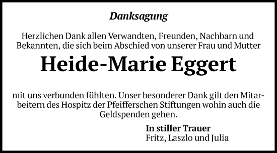 Traueranzeige von Heide-Marie Eggert von Volksstimme Magdeburg