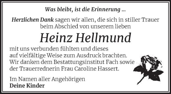 Traueranzeige von Heinz Hellmund von Trauerkombi Merseburg