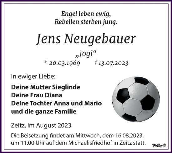Traueranzeige von Jens Neugebauer von Trauerkombi Zeitz