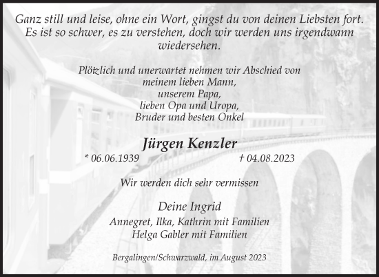 Traueranzeige von Jürgen Kenzler von Volksstimme Zerbst