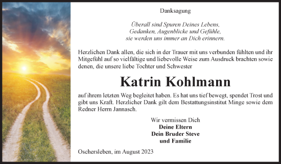 Traueranzeige von Katrin Kohlmann von Volksstimme Oschersleben/Wanzleben