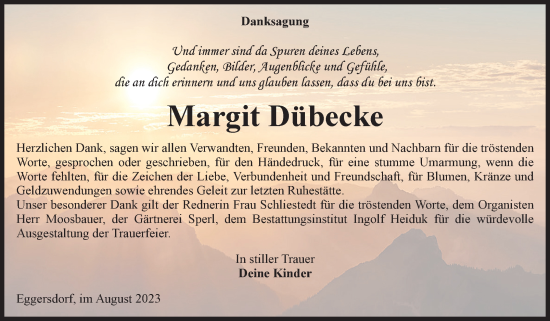 Traueranzeige von Margit Dübecke von Volksstimme Schönebeck