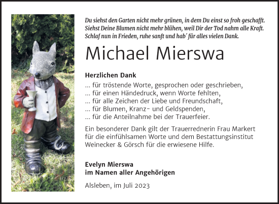 Traueranzeige von Michael Mierswa von Trauerkombi Bernburg