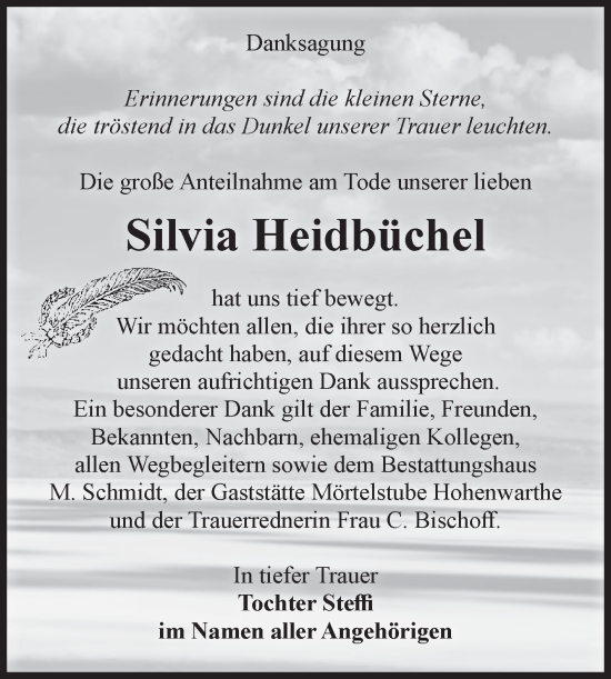 Traueranzeige von Silvia Heidbüchel von Volksstimme Burg/Genthin