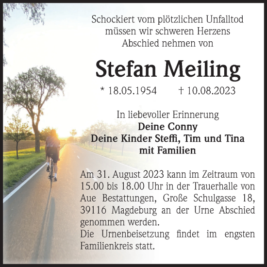 Traueranzeige von Stefan Meiling von Volksstimme Burg/Genthin