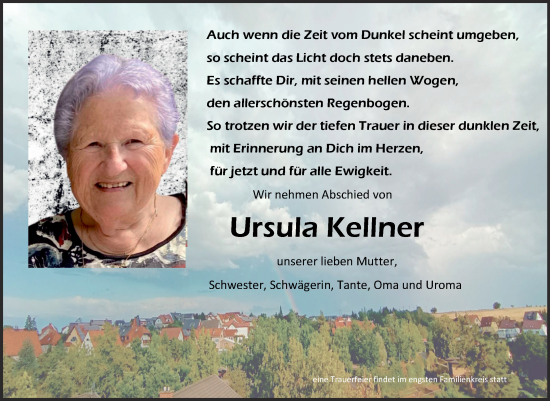 Traueranzeige von Ursula Kellner von Mitteldeutsche Zeitung Sangerhausen