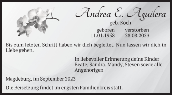 Traueranzeige von Andrea E. Aguilera von Volksstimme Magdeburg