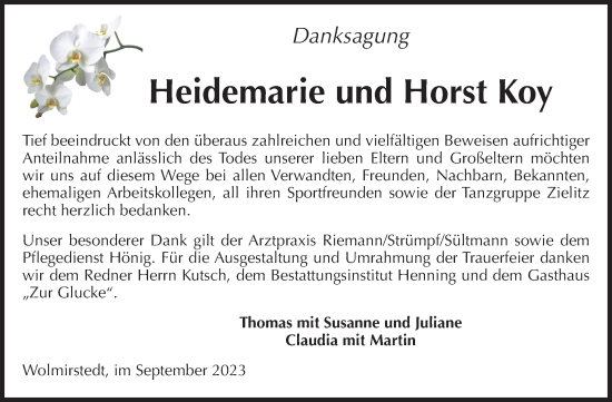 Traueranzeige von BeHeidemarie und Horst Koy von Volksstimme Haldensleben/Wolmirstedt