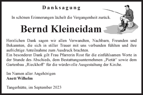 Traueranzeige von Bernd Kleineidam von Volksstimme Altmark Ost