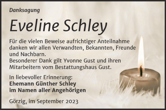 Traueranzeige von Eveline Schley von Trauerkombi Köthen