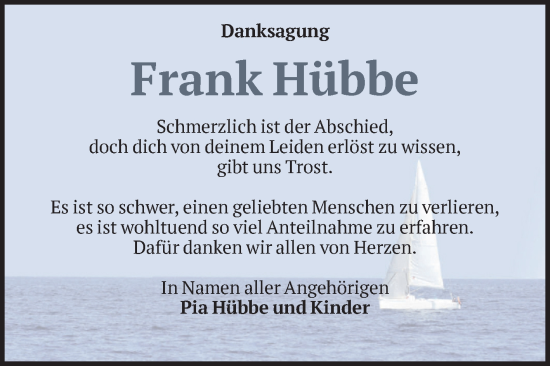 Traueranzeige von Frank Hübbe von Volksstimme Magdeburg