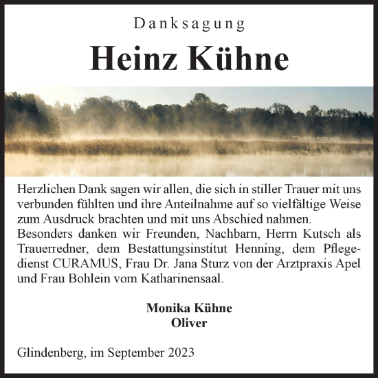 Traueranzeige von Heinz Kühne von Volksstimme Haldensleben/Wolmirstedt
